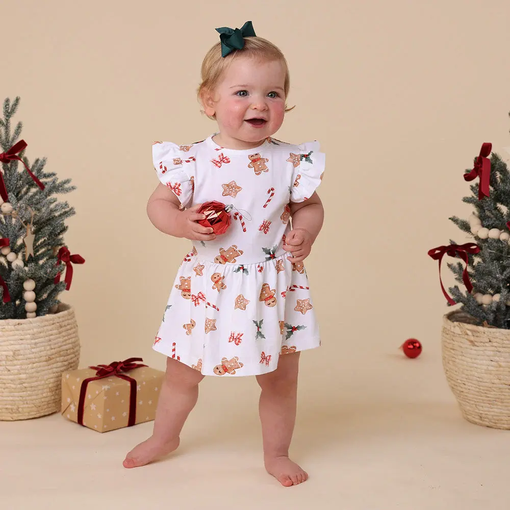 Snuggle Hunny Kids Snuggle Hunny Gingerbread Short Sleeve Organic Dress