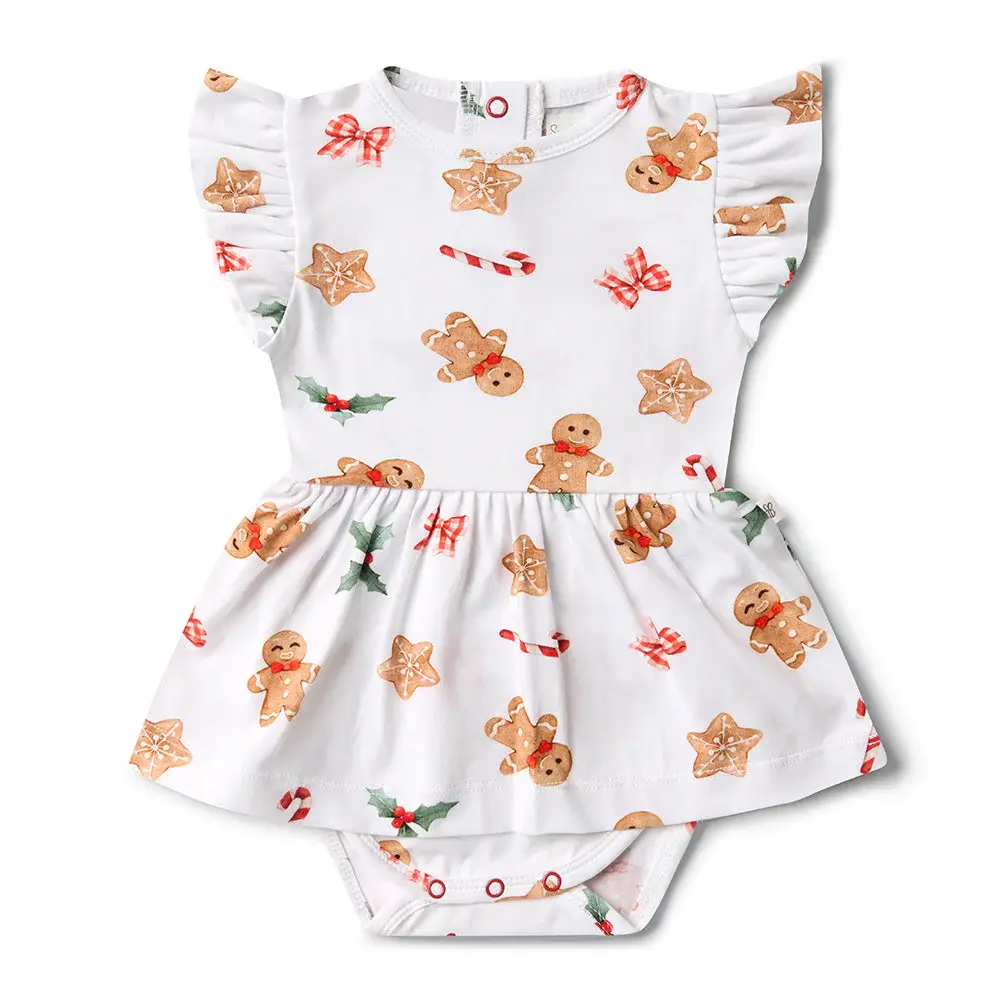 Snuggle Hunny Kids Snuggle Hunny Gingerbread Short Sleeve Organic Dress