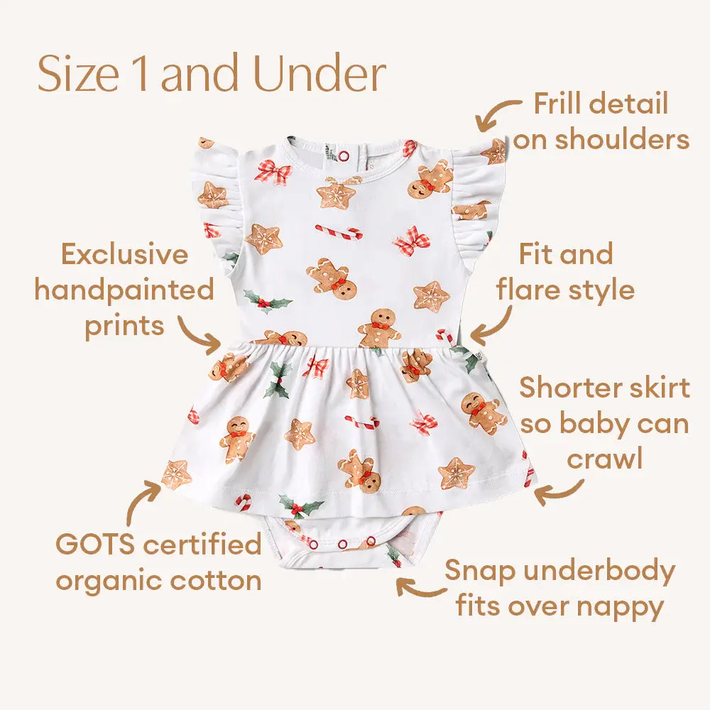 Snuggle Hunny Kids Snuggle Hunny Gingerbread Short Sleeve Organic Dress