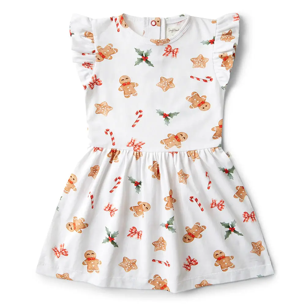 Snuggle Hunny Kids Snuggle Hunny Gingerbread Short Sleeve Organic Dress