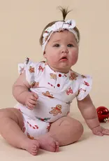 Snuggle Hunny Kids Snuggle Hunny Gingerbread Short Sleeve Organic Bodysuit with Frill