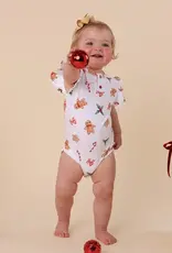 Snuggle Hunny Kids Snuggle Hunny Gingerbread Short Sleeve Organic Bodysuit with Frill