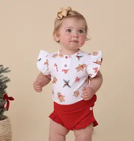 Snuggle Hunny Kids Snuggle Hunny Gingerbread Short Sleeve Organic Bodysuit with Frill