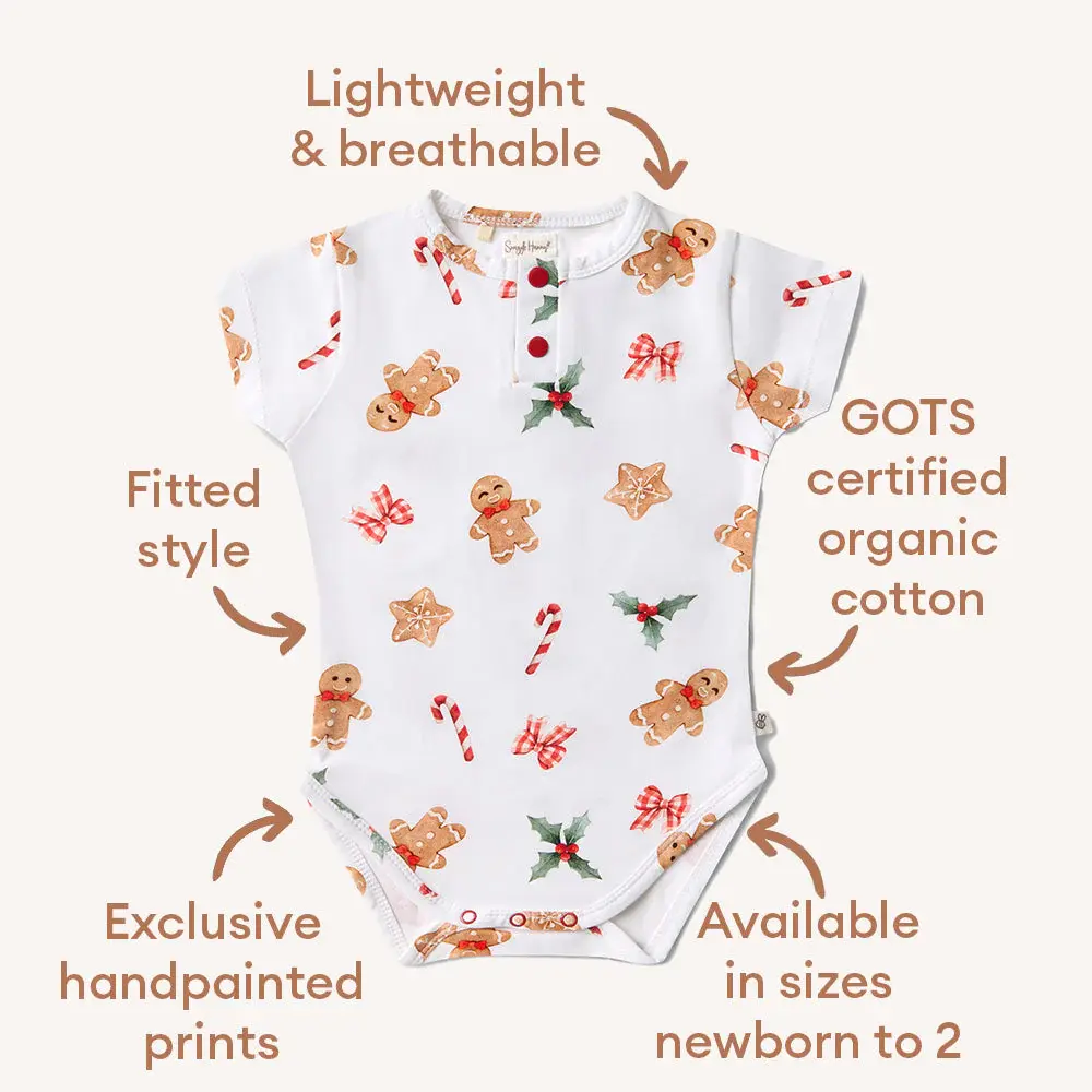 Snuggle Hunny Kids Snuggle Hunny Gingerbread Short Sleeve Organic Bodysuit
