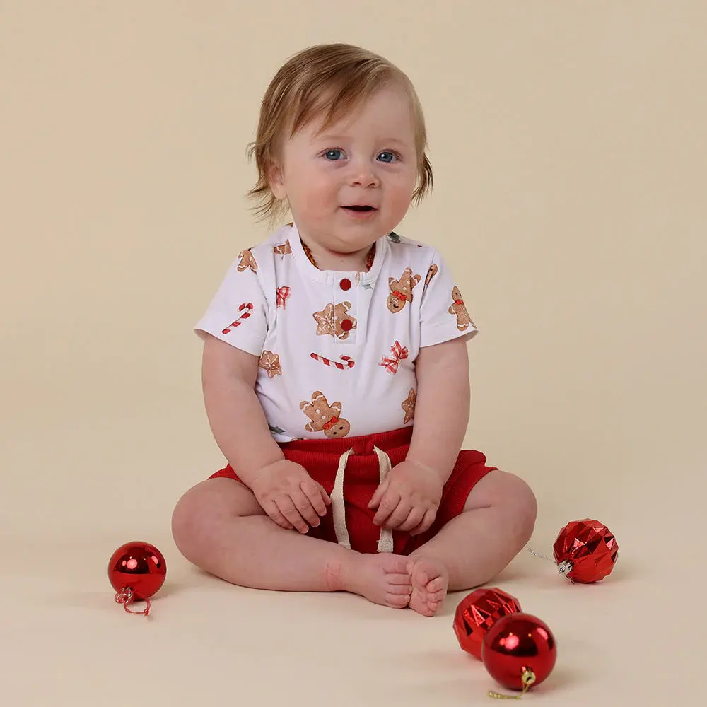 Snuggle Hunny Kids Snuggle Hunny Gingerbread Short Sleeve Organic Bodysuit