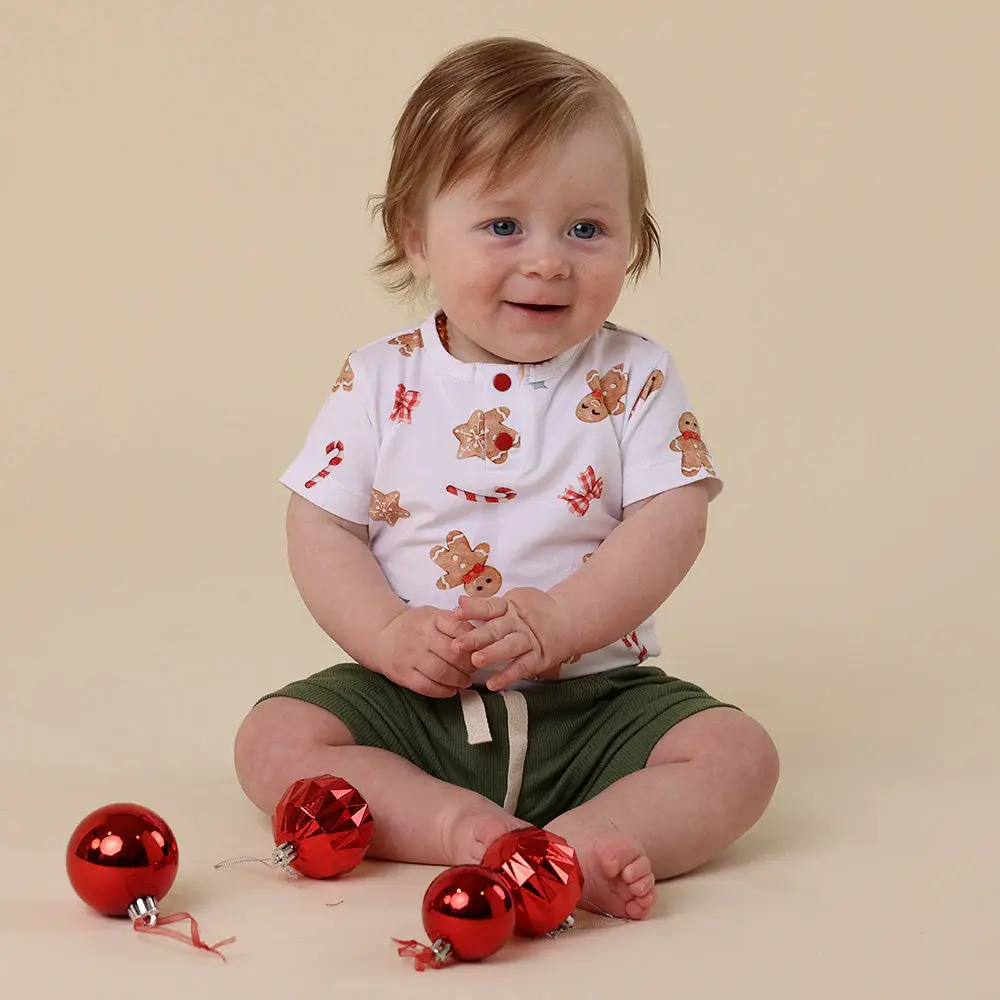 Snuggle Hunny Kids Snuggle Hunny Gingerbread Short Sleeve Organic Bodysuit