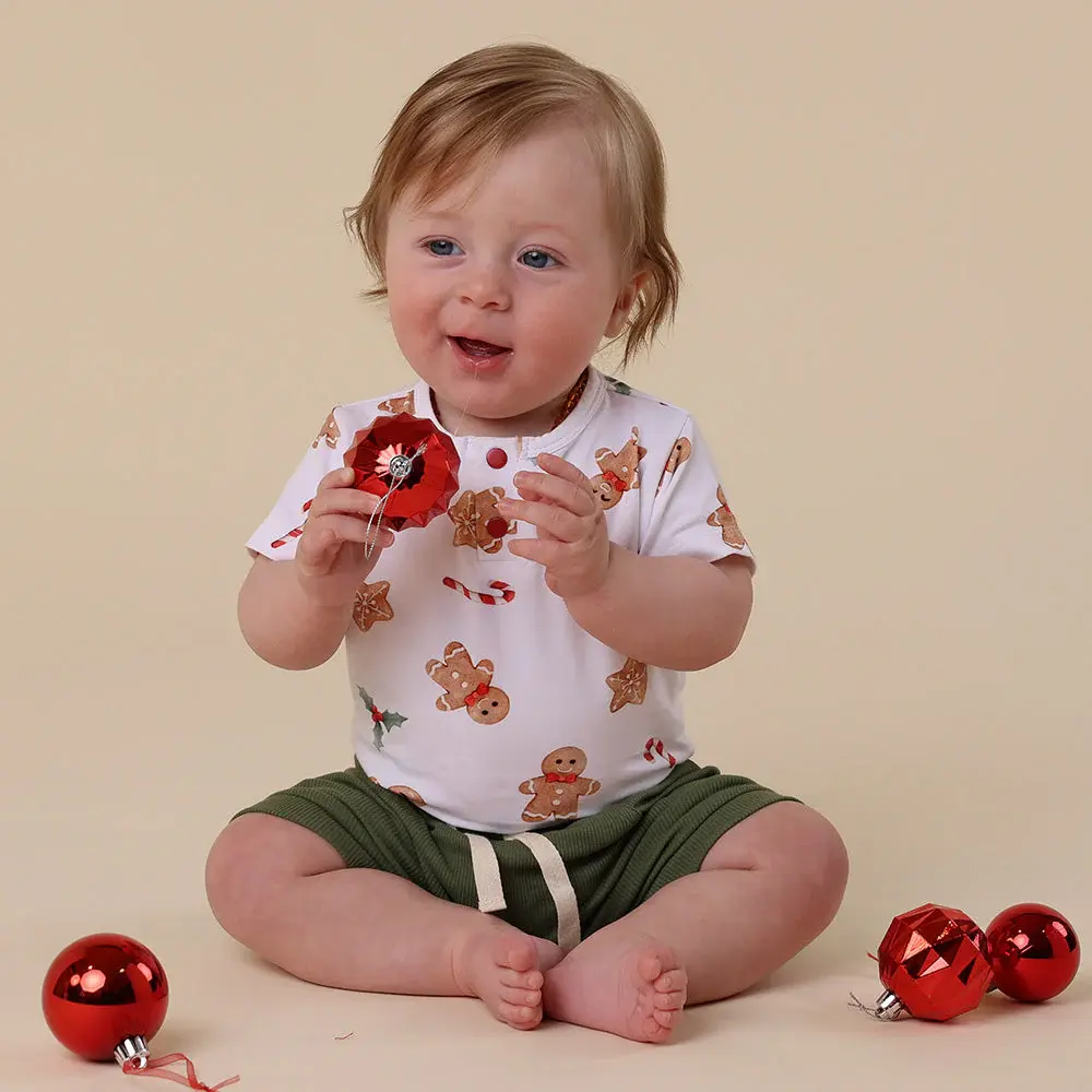 Snuggle Hunny Kids Snuggle Hunny Gingerbread Short Sleeve Organic Bodysuit