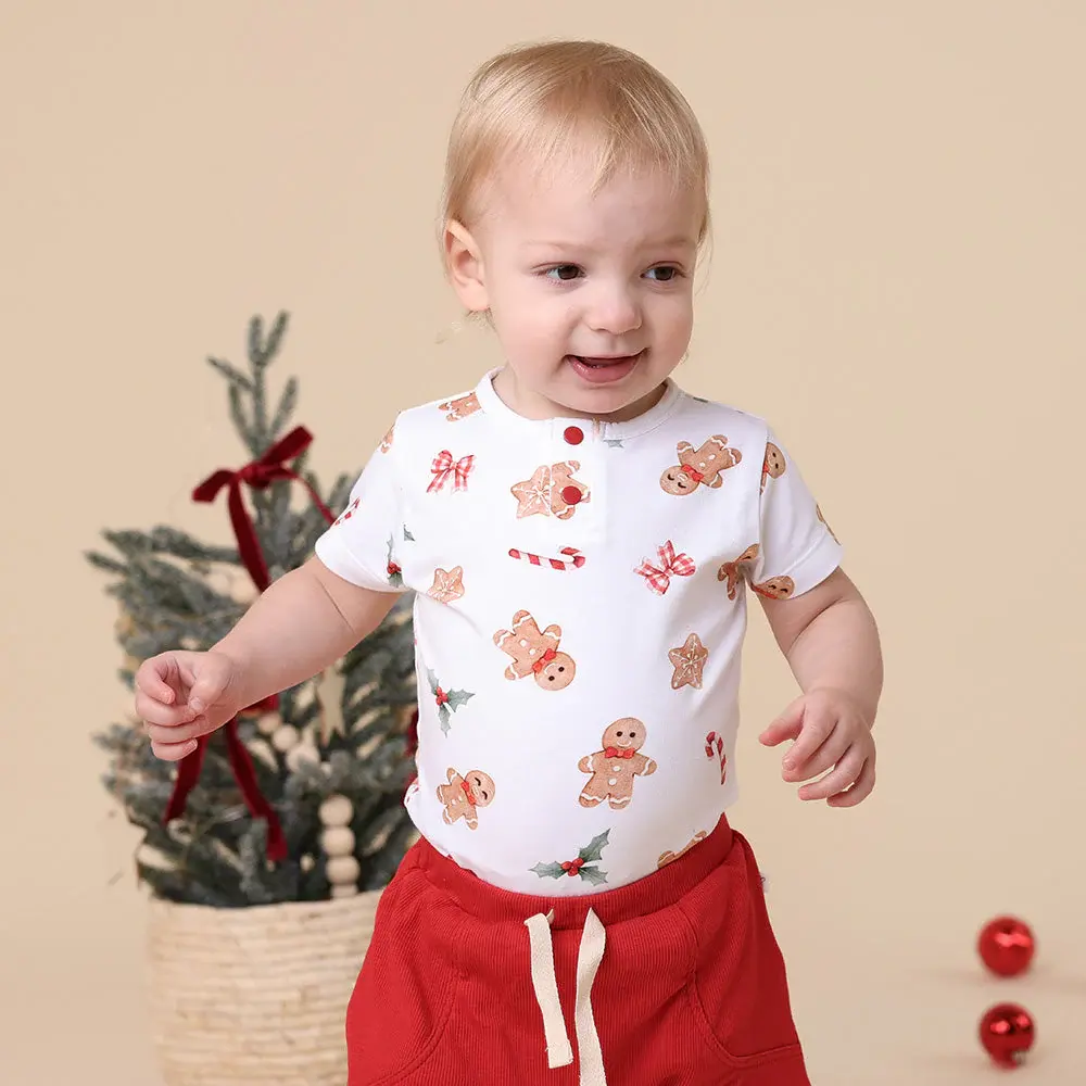 Snuggle Hunny Kids Snuggle Hunny Gingerbread Short Sleeve Organic Bodysuit