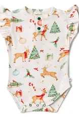 Snuggle Hunny Kids Prancer & Friends Short Sleeve Organic Bodysuit with Frill