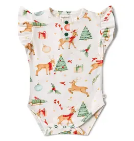 Snuggle Hunny Kids Prancer & Friends Short Sleeve Organic Bodysuit with Frill