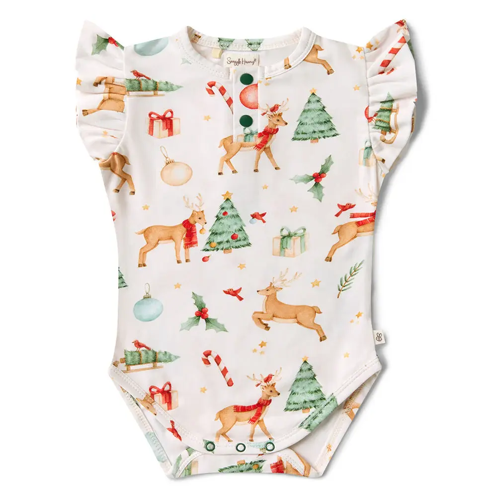 Snuggle Hunny Kids Prancer & Friends Short Sleeve Organic Bodysuit with Frill