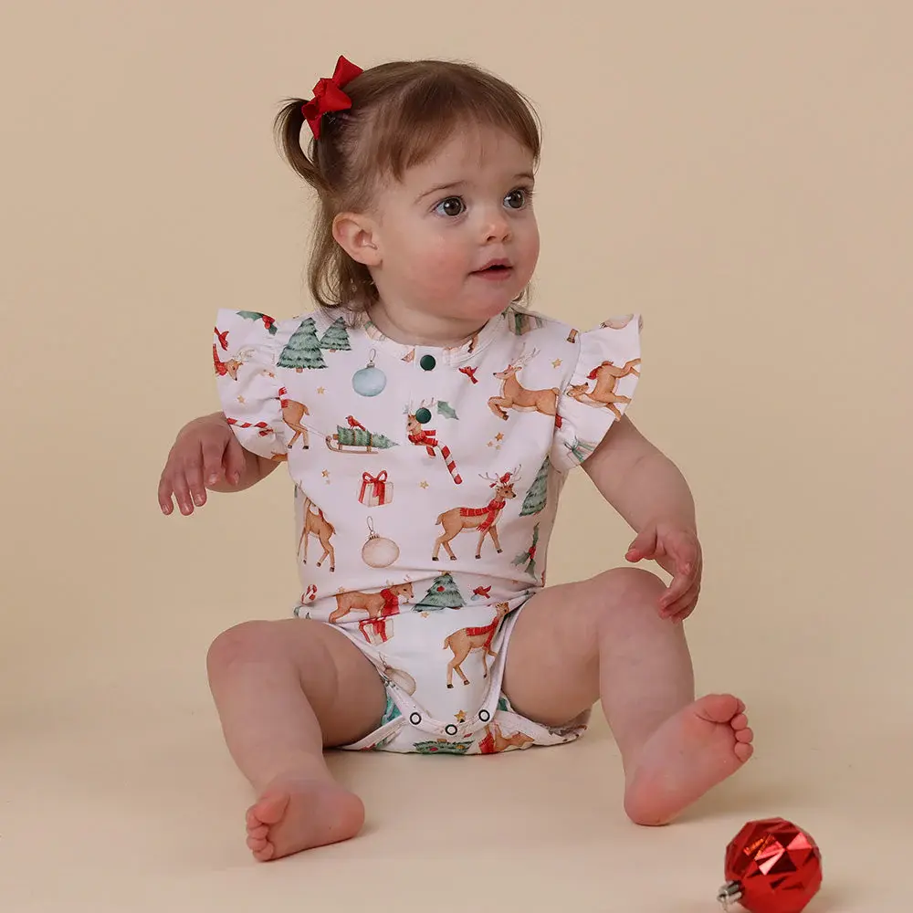 Snuggle Hunny Kids Prancer & Friends Short Sleeve Organic Bodysuit with Frill