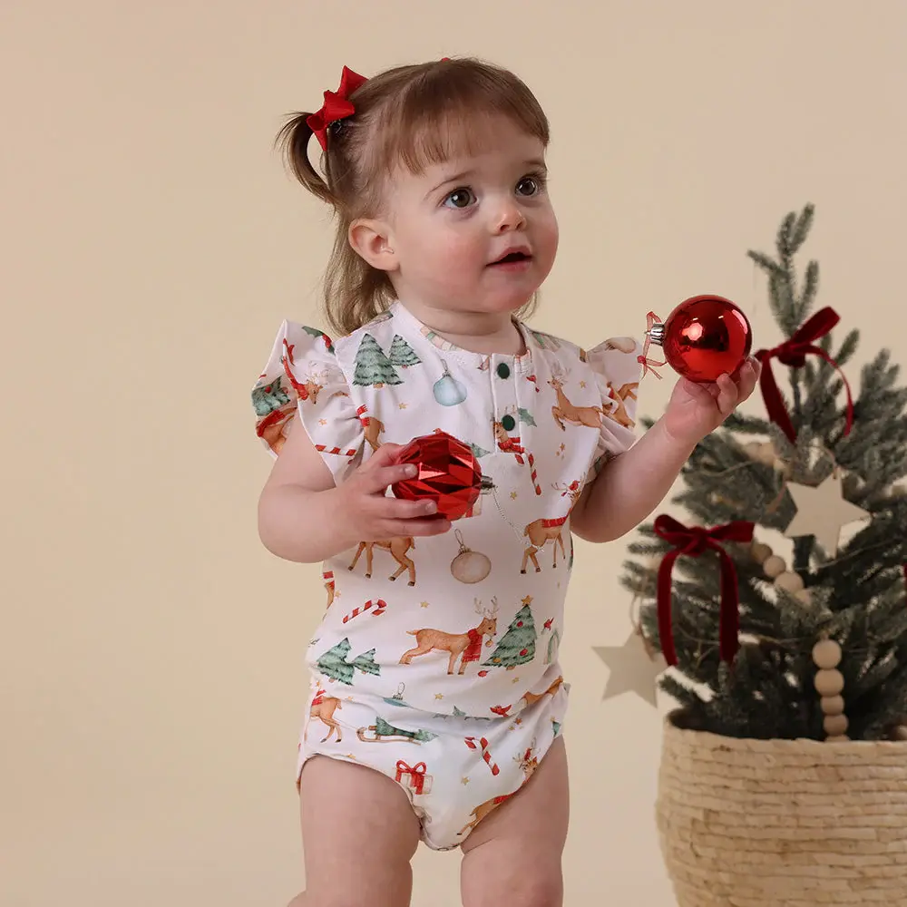 Snuggle Hunny Kids Prancer & Friends Short Sleeve Organic Bodysuit with Frill