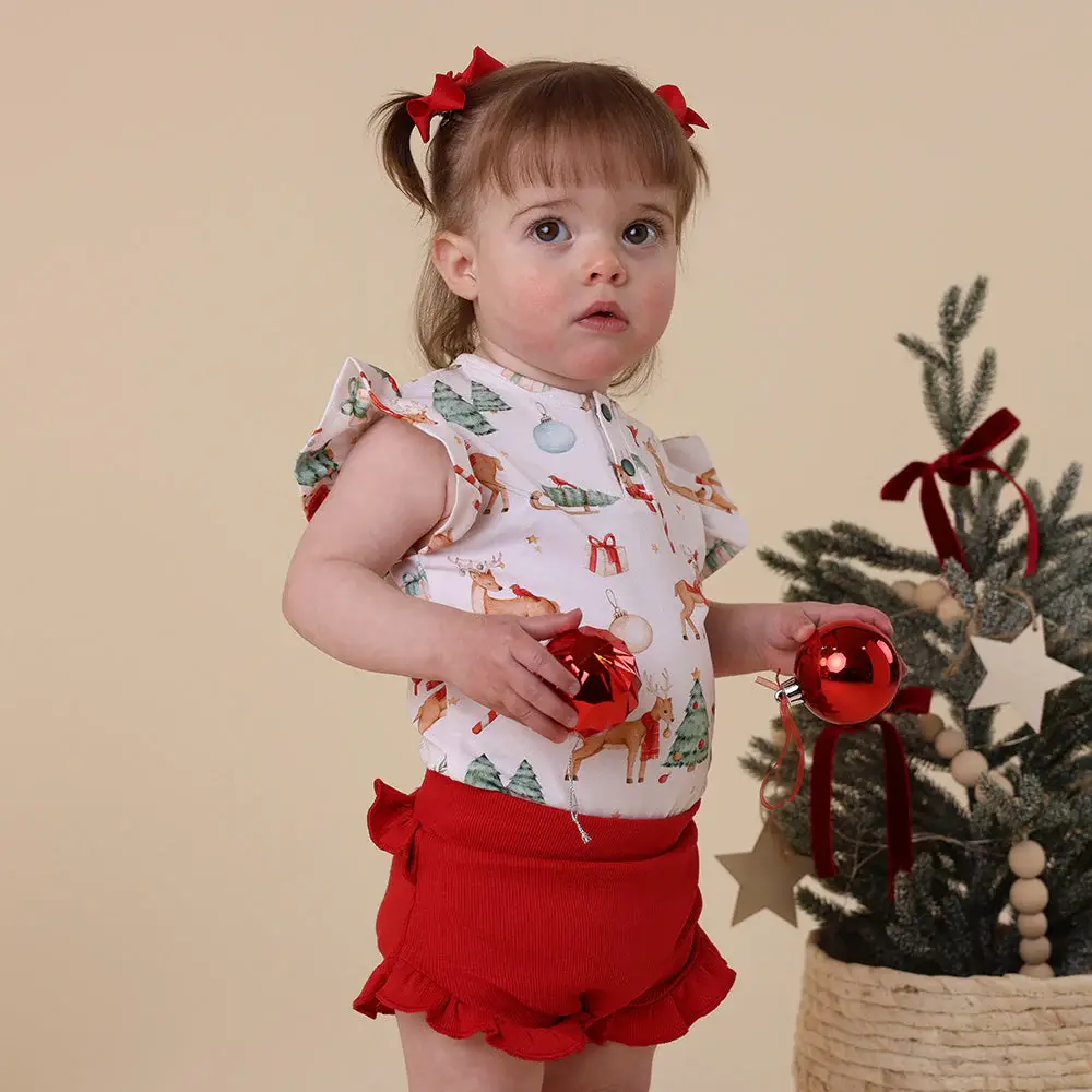 Snuggle Hunny Kids Prancer & Friends Short Sleeve Organic Bodysuit with Frill