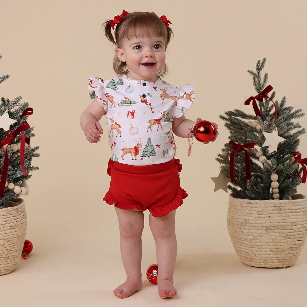 Snuggle Hunny Kids Prancer & Friends Short Sleeve Organic Bodysuit with Frill