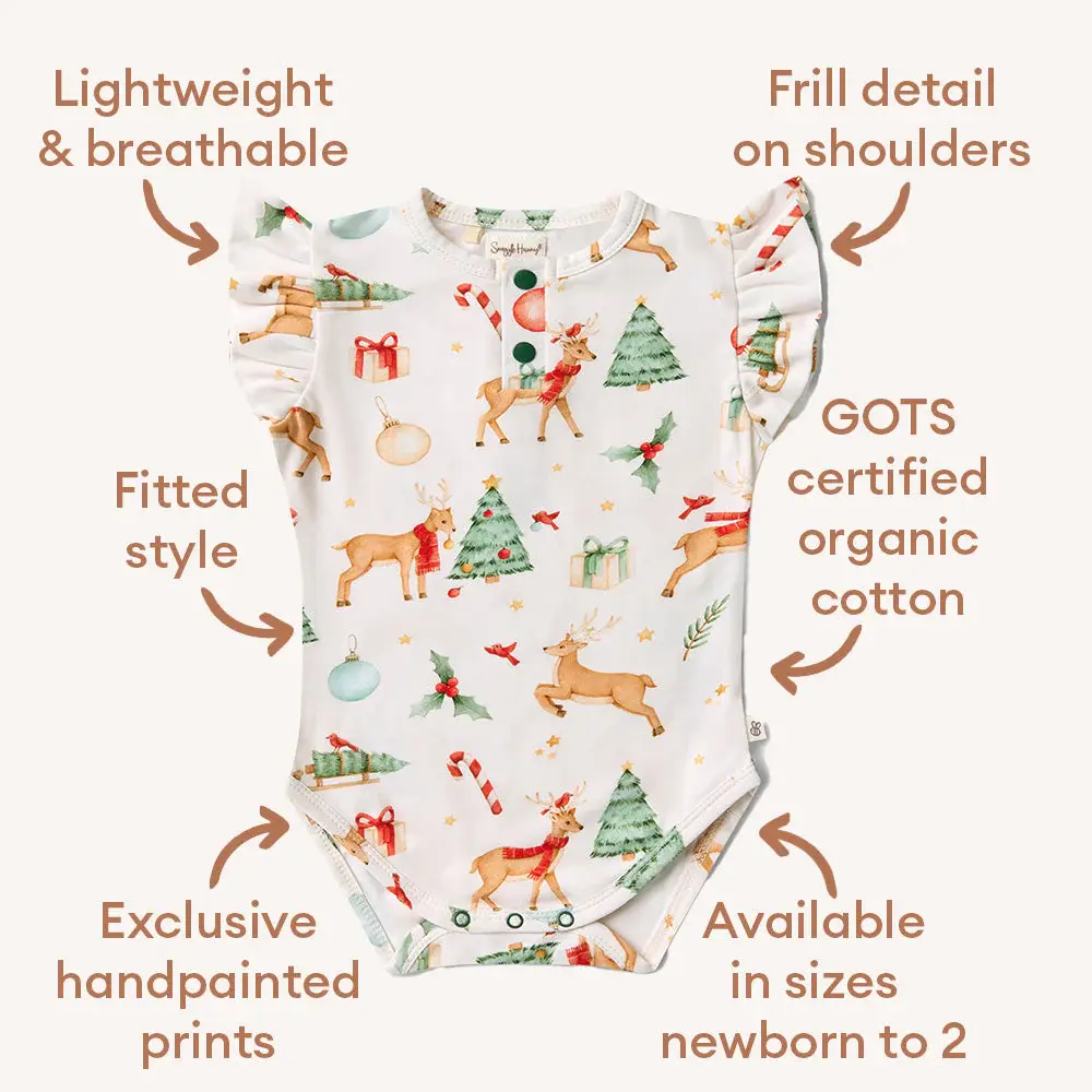 Snuggle Hunny Kids Prancer & Friends Short Sleeve Organic Bodysuit with Frill
