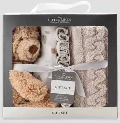 Little Linen Little Linen Boxed Gift Set Willow Bear