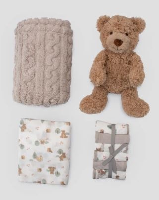 Little Linen Little Linen Boxed Gift Set Willow Bear