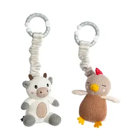 Living Textiles Living Textiles 2pk Stroller Toy Cow & Chicken