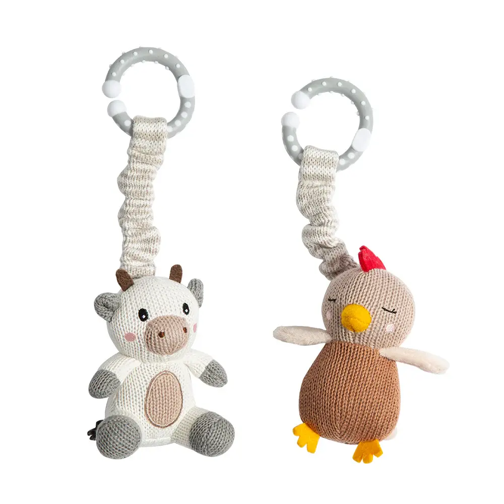 Living Textiles Living Textiles 2pk Stroller Toy Cow & Chicken