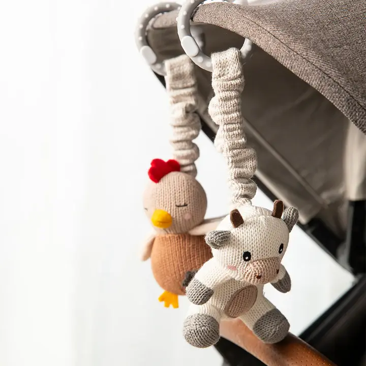 Living Textiles Living Textiles 2pk Stroller Toy Cow & Chicken