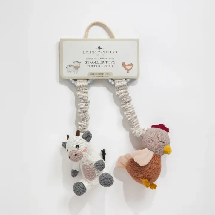 Living Textiles Living Textiles 2pk Stroller Toy Cow & Chicken