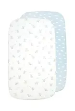 Living Textiles Living Textiles 2 Pack Organic Jersey Bedside Sleeper Fitted Sheets - Elephant Playtime