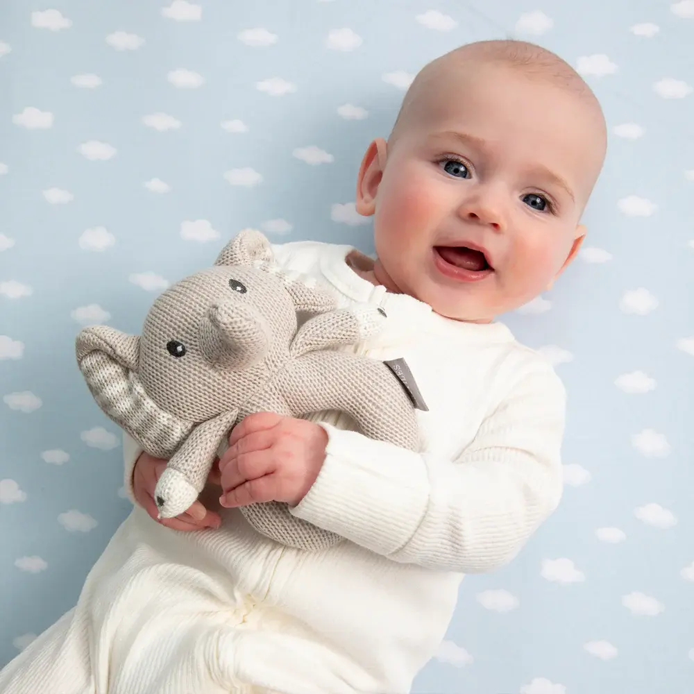 Living Textiles Living Textiles 2 Pack Organic Jersey Bedside Sleeper Fitted Sheets - Elephant Playtime