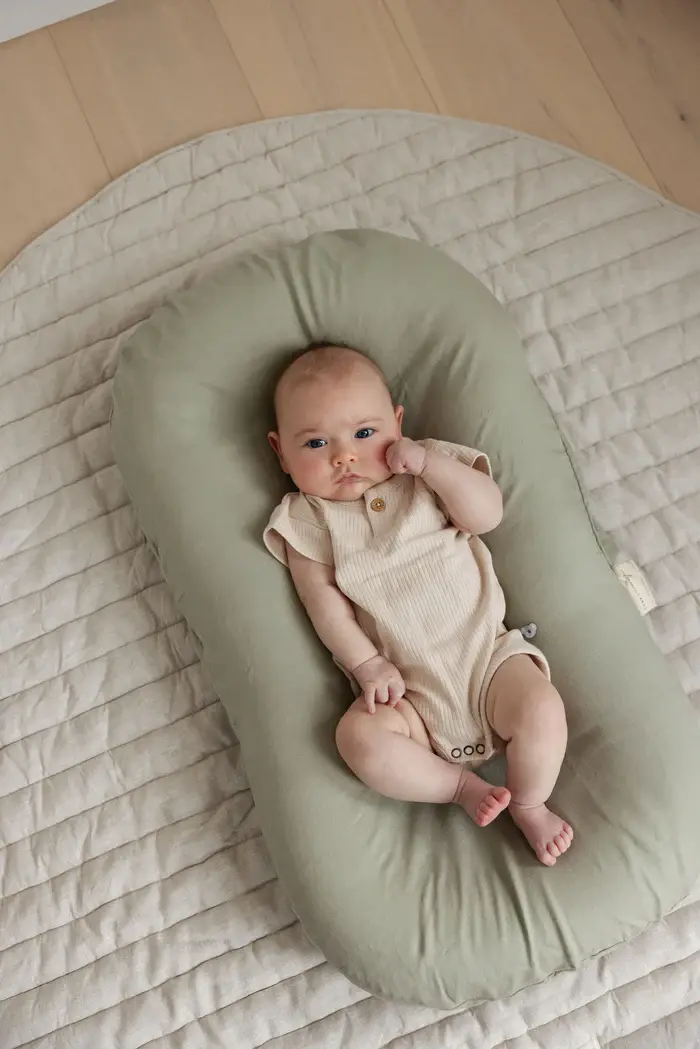 Linen Label Linen Label Baby Lounger Nest + Gingham Linen Cover | Soft Sage