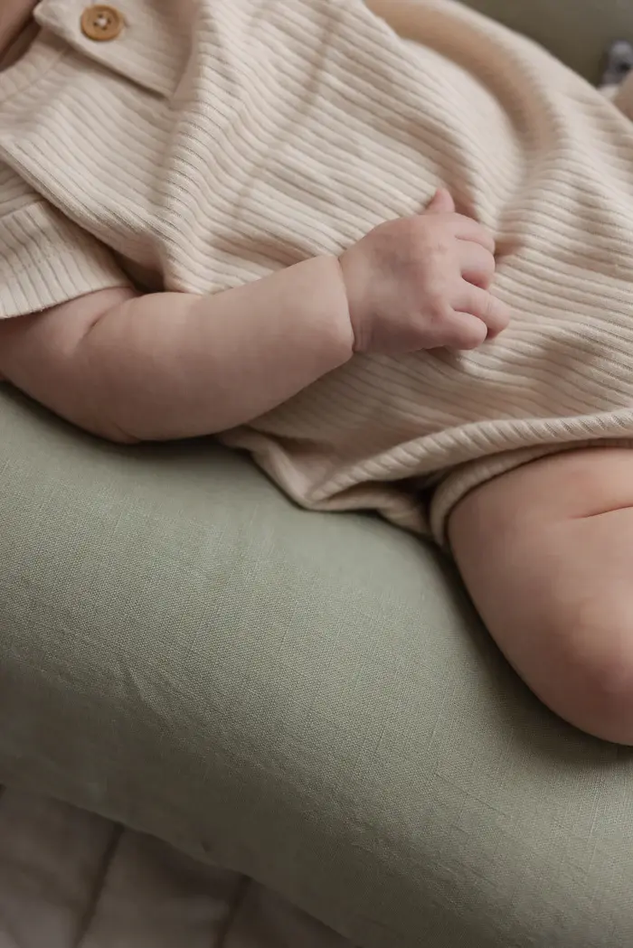 Linen Label Linen Label Baby Lounger Nest + Gingham Linen Cover | Soft Sage