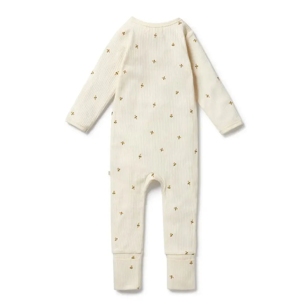 Wilson & Frenchie Wilson and Frenchy Bee Mine Organic Zipsuit with Feet
