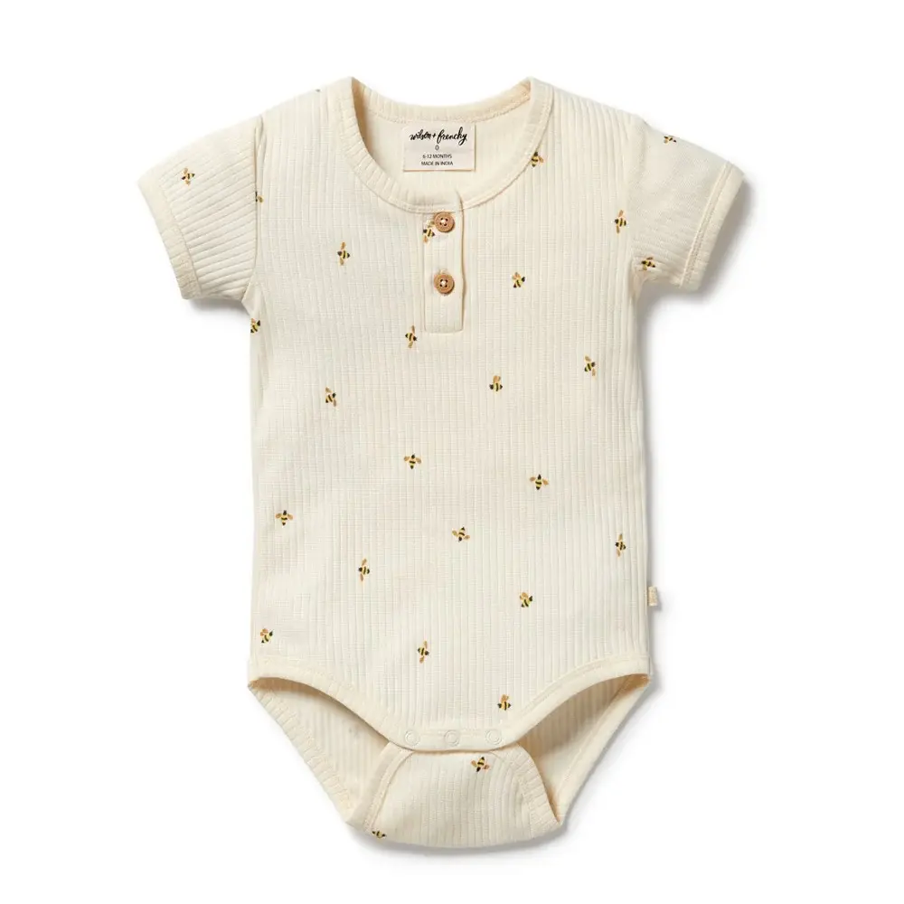 Wilson & Frenchie Wilson and Frenchy Bee Mine Organic Henley Bodysuit