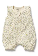 Wilson & Frenchie Wilson and Frenchy Lemon Leaf Organic Ruffle Zipsuit