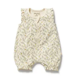 Wilson & Frenchie Wilson and Frenchy Lemon Leaf Organic Ruffle Zipsuit