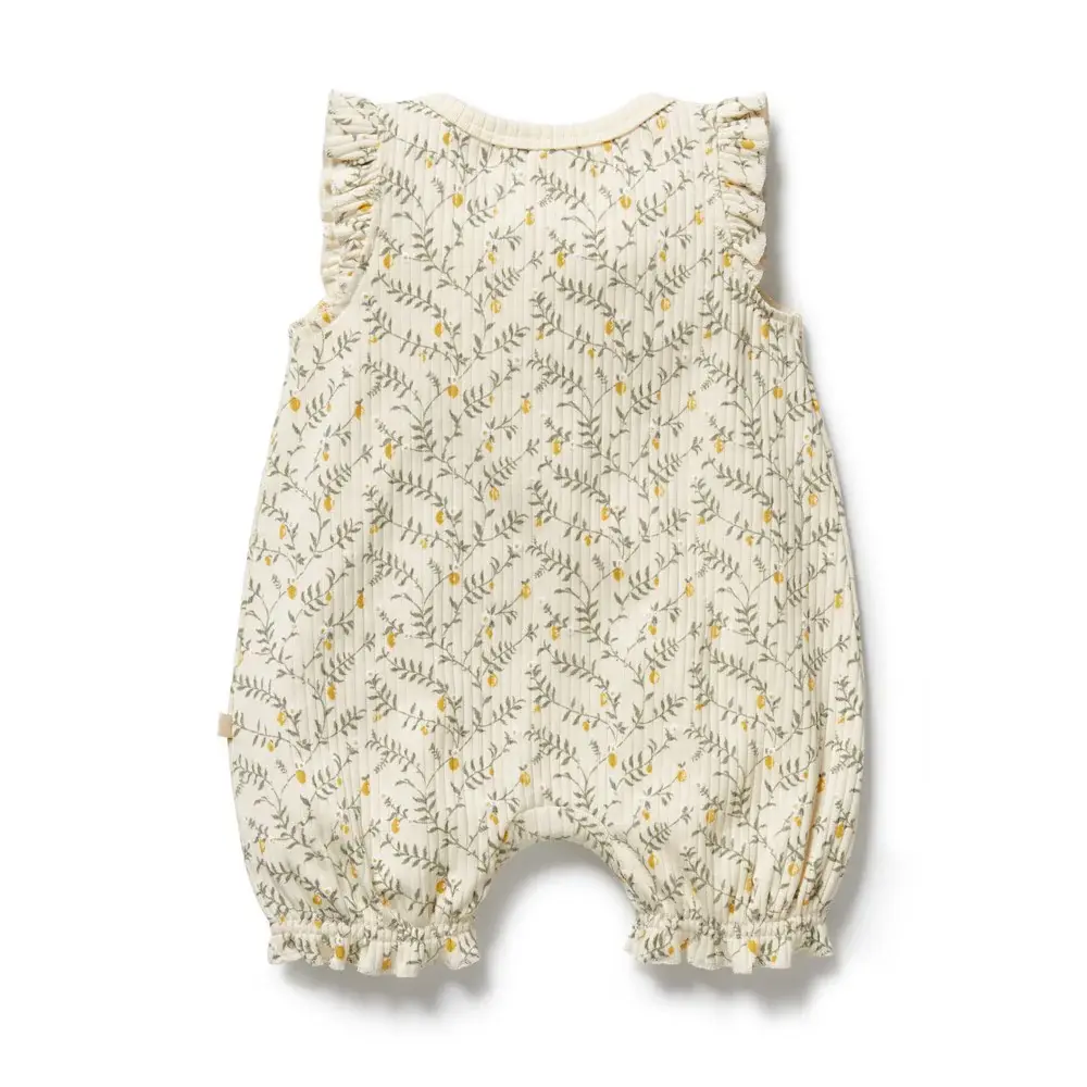 Wilson & Frenchy Wilson and Frenchy Lemon Leaf Organic Ruffle Zipsuit