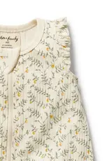 Wilson & Frenchie Wilson and Frenchy Lemon Leaf Organic Ruffle Zipsuit
