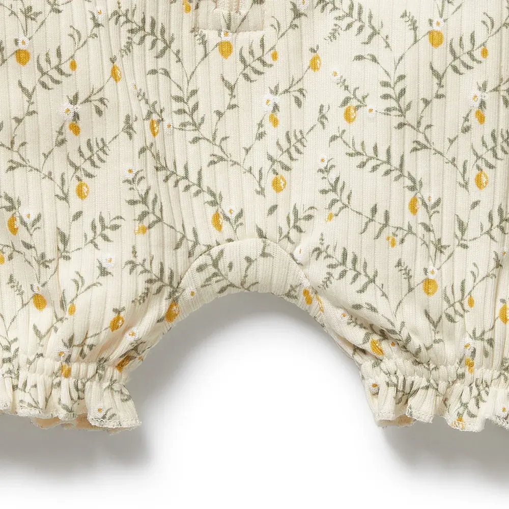 Wilson & Frenchie Wilson and Frenchy Lemon Leaf Organic Ruffle Zipsuit