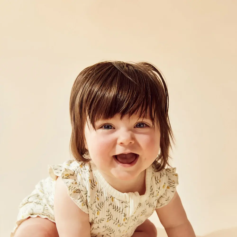 Wilson & Frenchie Wilson and Frenchy Lemon Leaf Organic Ruffle Zipsuit