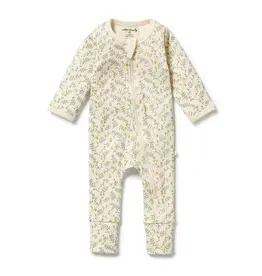 Wilson & Frenchy Wilson and Frenchy Lemon Leaf Organic Zipsuit with Feet
