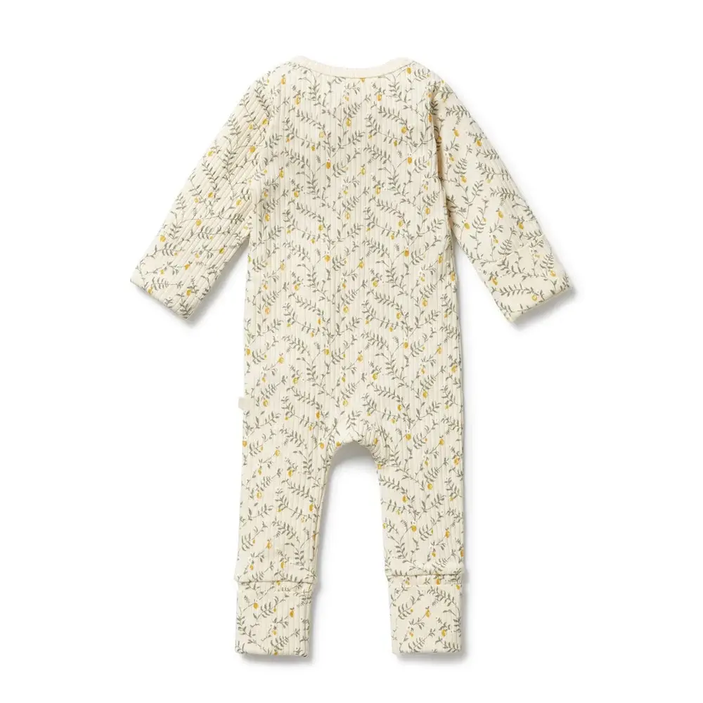 Wilson & Frenchy Wilson and Frenchy Lemon Leaf Organic Zipsuit with Feet