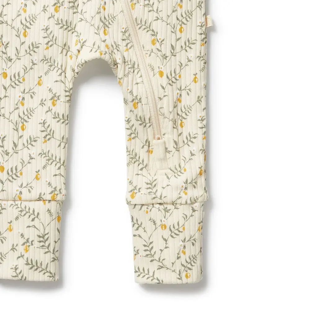 Wilson & Frenchie Wilson and Frenchy Lemon Leaf Organic Zipsuit with Feet