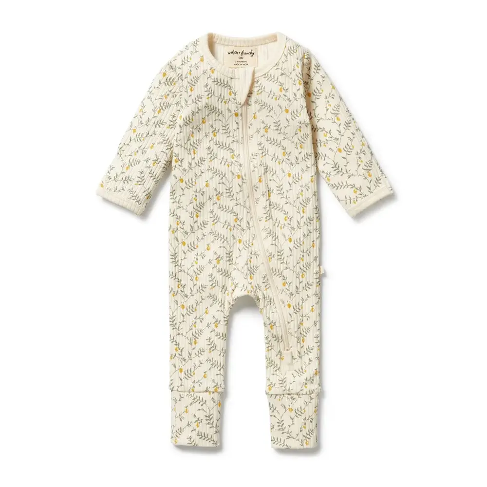 Wilson & Frenchy Wilson and Frenchy Lemon Leaf Organic Zipsuit with Feet
