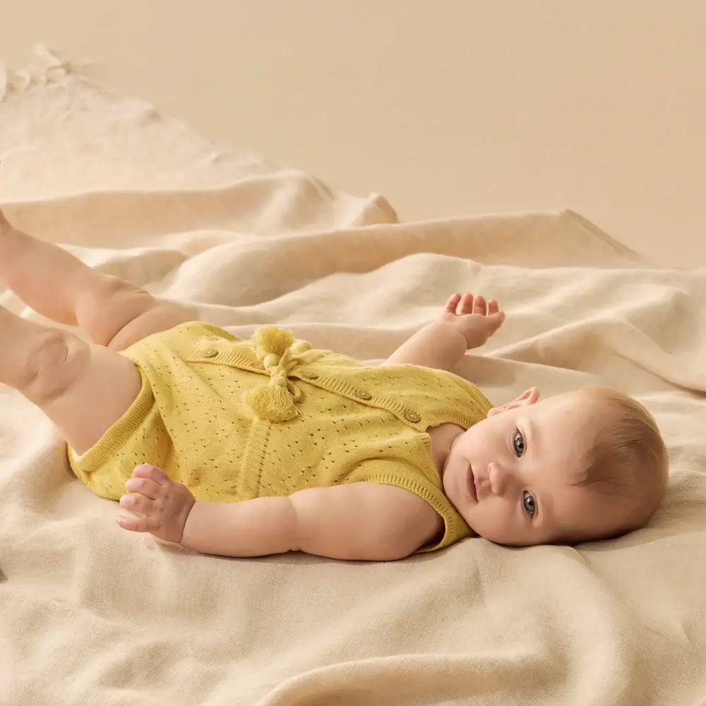 Wilson & Frenchie Wilson and Frenchy Sunny Sorbet Organic Knitted Tie Bodysuit