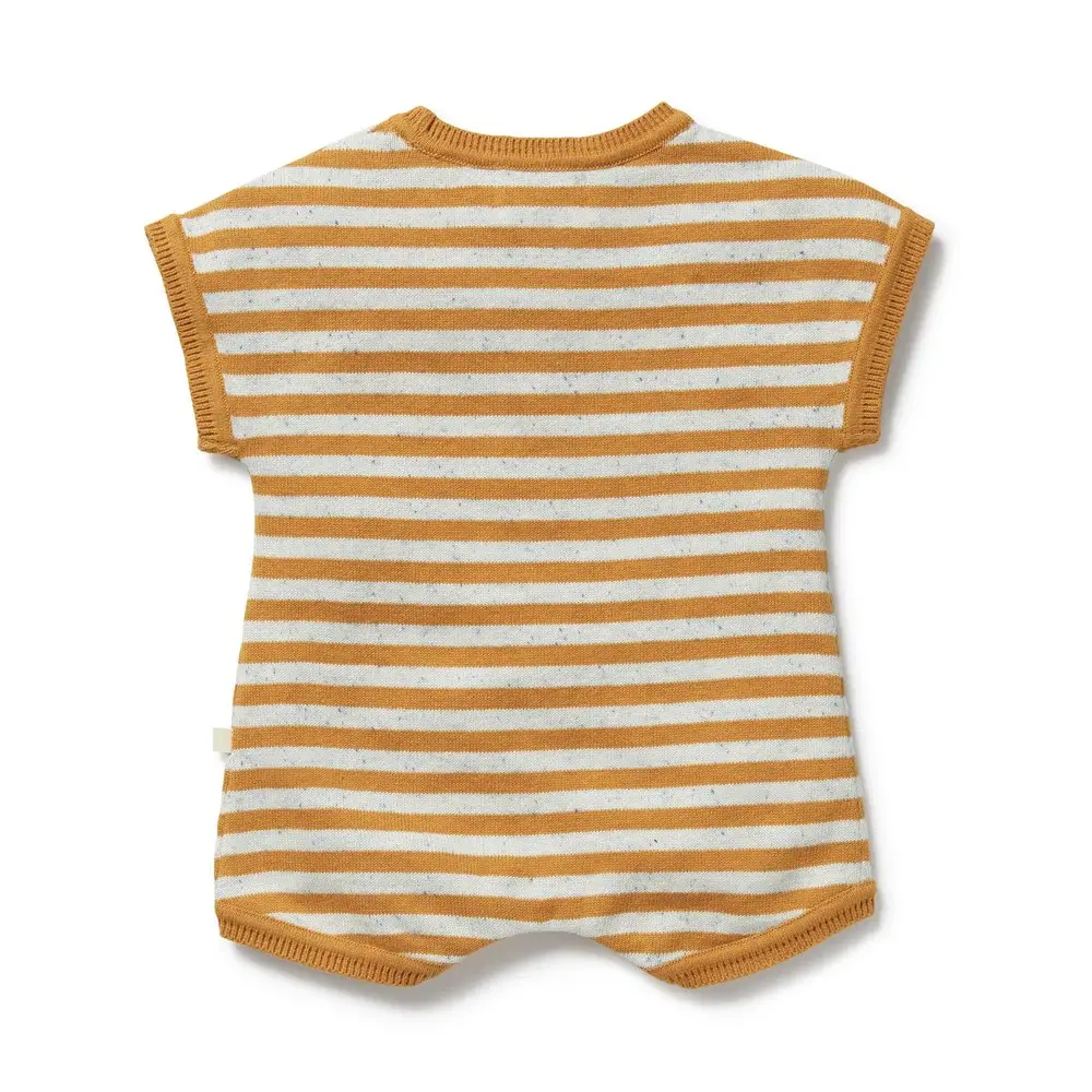 Wilson & Frenchy Wilson and Frenchy Golden Wave Stripe Organic Knitted Growsuit