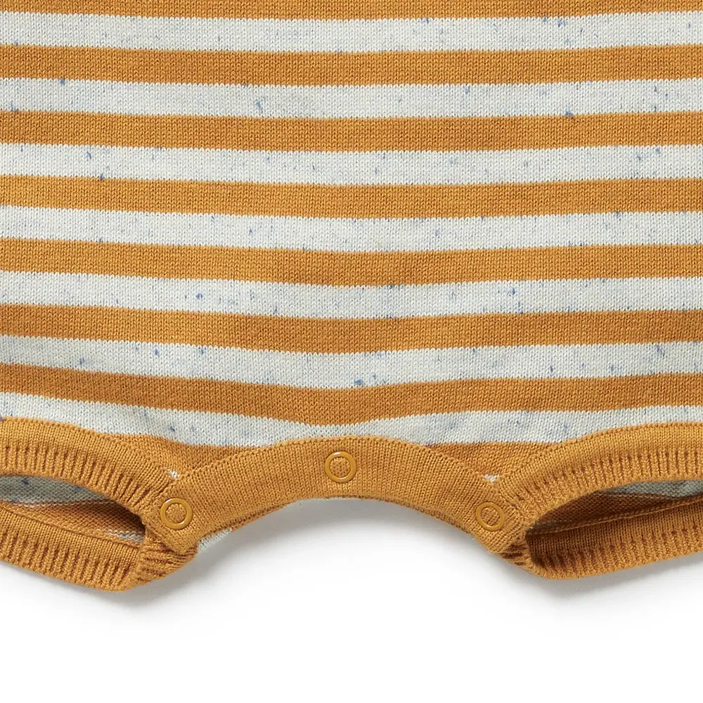 Wilson & Frenchy Wilson and Frenchy Golden Wave Stripe Organic Knitted Growsuit