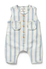 Wilson & Frenchie Wilson and Frenchy Deep Blue Stripe Organic Growsuit