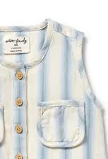 Wilson & Frenchie Wilson and Frenchy Deep Blue Stripe Organic Growsuit