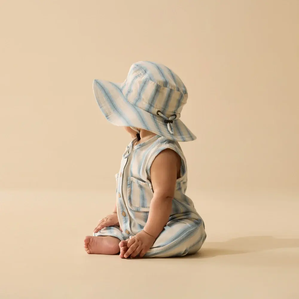 Wilson & Frenchie Wilson and Frenchy Deep Blue Stripe Organic Growsuit