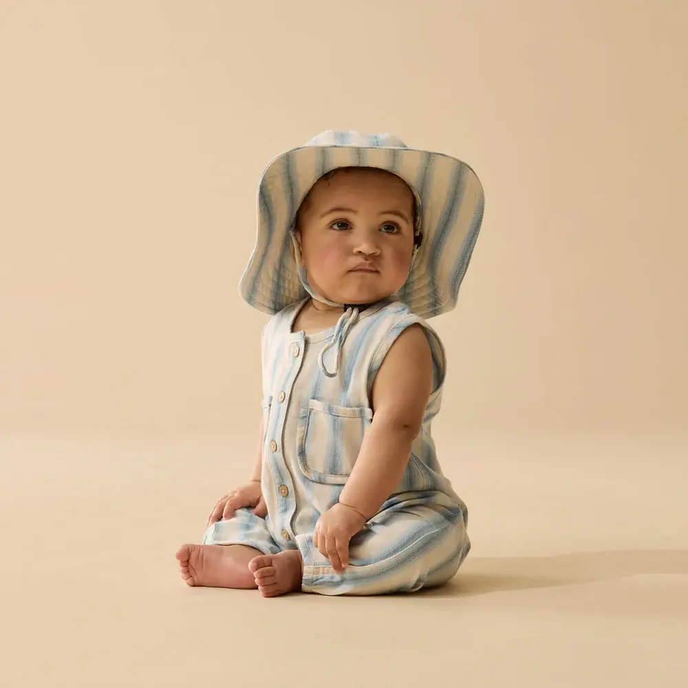 Wilson & Frenchie Wilson and Frenchy Deep Blue Stripe Organic Sun Hat