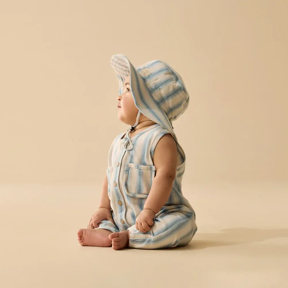 Wilson & Frenchie Wilson and Frenchy Deep Blue Stripe Organic Sun Hat